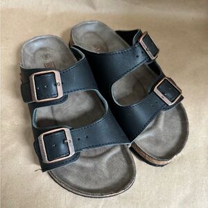 Romika Roemer 12 Black Leather Two Strap Cork Footbed Sandals. Size EU36